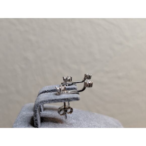 925 Sterling Silver Two Earrings in One CZ Stud W/ Attachment - Picture 3 of 7